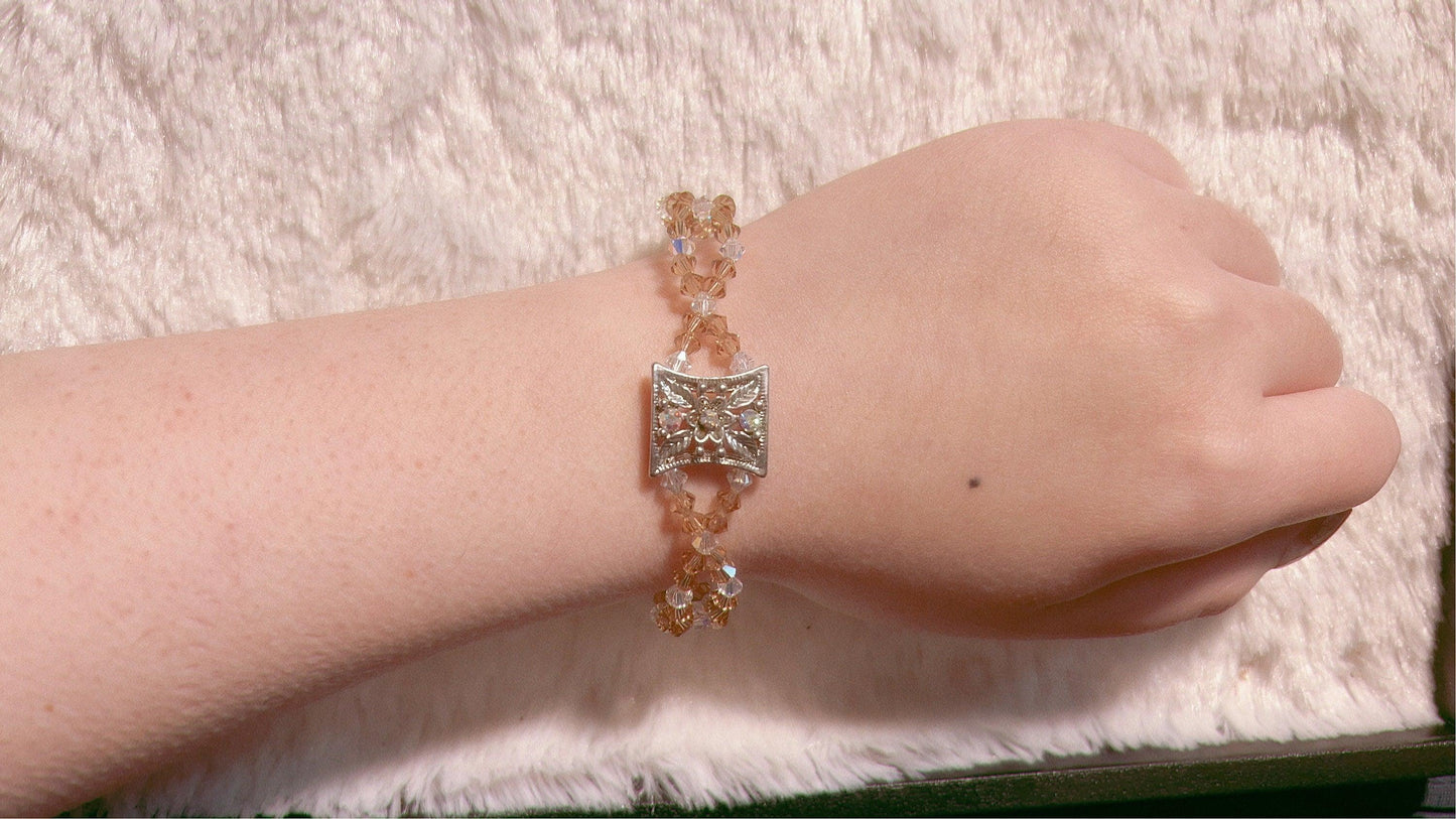 Daisy Crystal Bracelet, Art Nouveau Flower Bracelet, Swarovski Crystal Bracelet, Lolita Bracelet, Beaded Crystal Bracelet, Gift for her