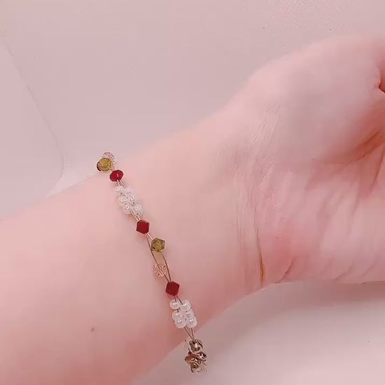 Rose Inspired Bead Bracelet, Minimalist Miyuki Bead Crystal Bracelet, Swarovski Crystal Bracelet, Garden Jewelry, Gift For Her