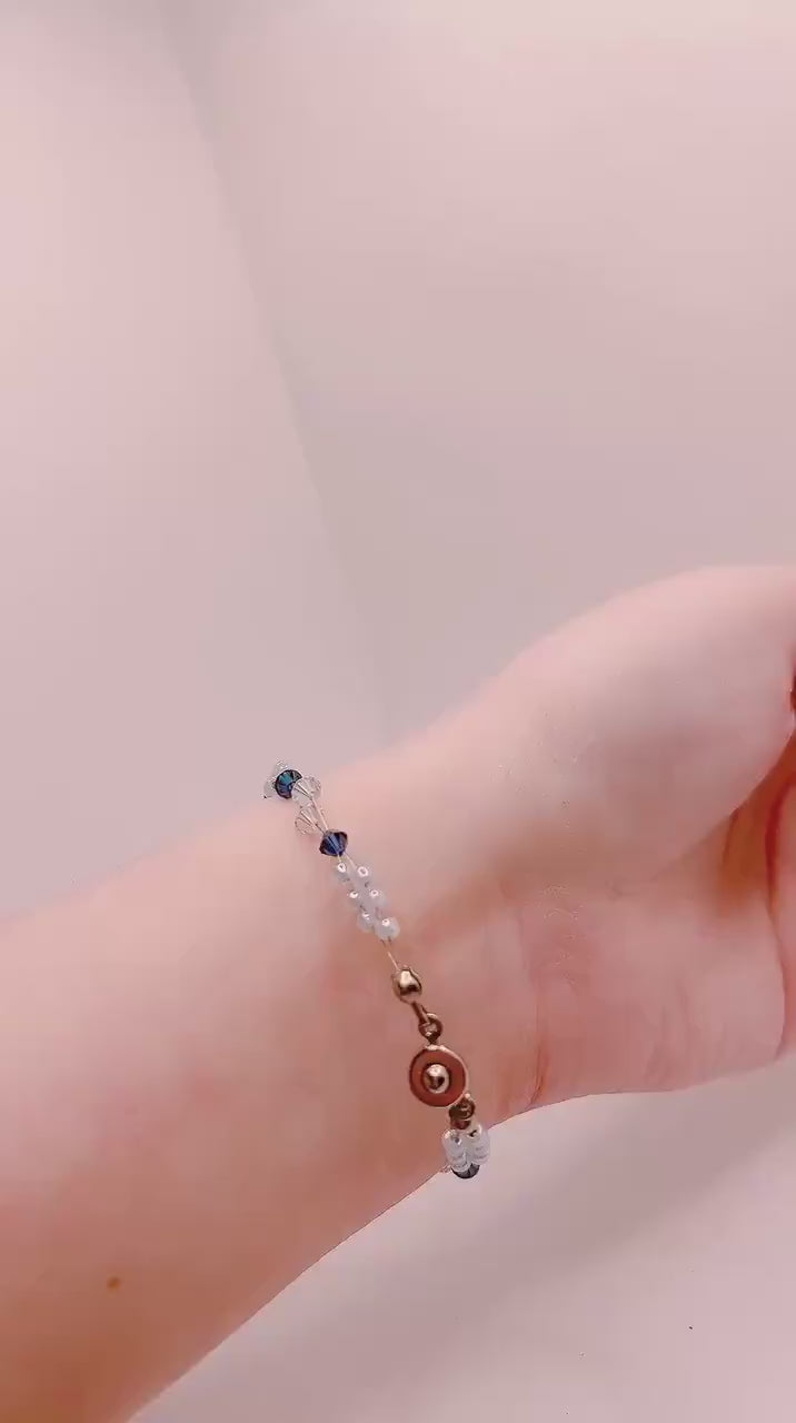 Blue Crystal Bracelet, Blue Miyuki Bead Bracelet, Ocean Jewelry Gift, Beach Ocean Themed Jewelry Ocean Inspired Ocean Bridal Shower Gift