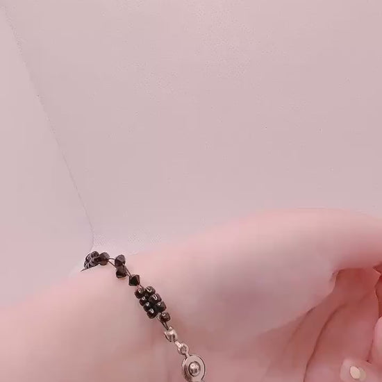 Pure Black Crystal Minimalist Bead Bracelet, Miyuki Bead Crystal Bracelet, Swarovski Crystal Bracelet, Dainty Bracelet, Gift For Her
