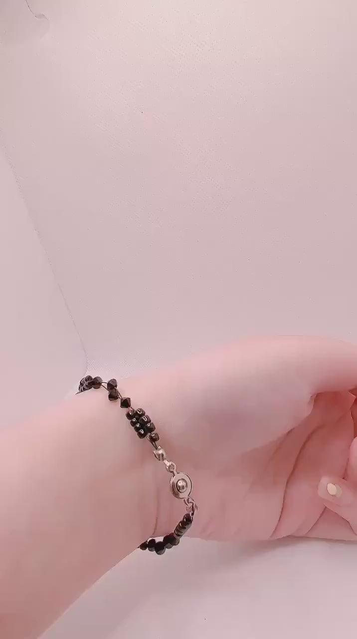Pure Black Crystal Minimalist Bead Bracelet, Miyuki Bead Crystal Bracelet, Swarovski Crystal Bracelet, Dainty Bracelet, Gift For Her