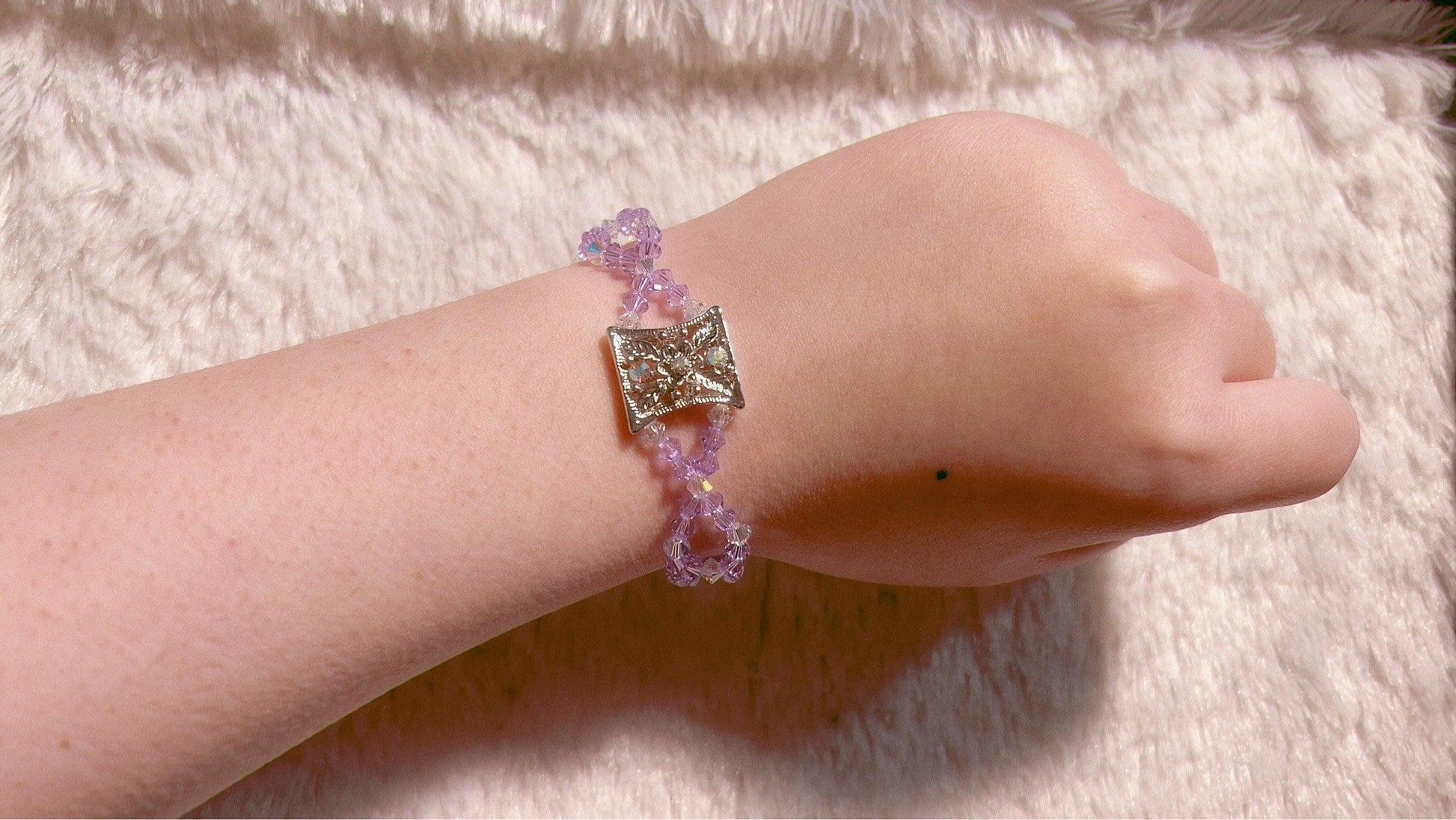 Daisy Crystal Bracelet, Art Nouveau Flower Bracelet,  Swarovski Crystal Bracelet, Lolita Bracelet, Beaded Crystal Bracelet, Gift for her
