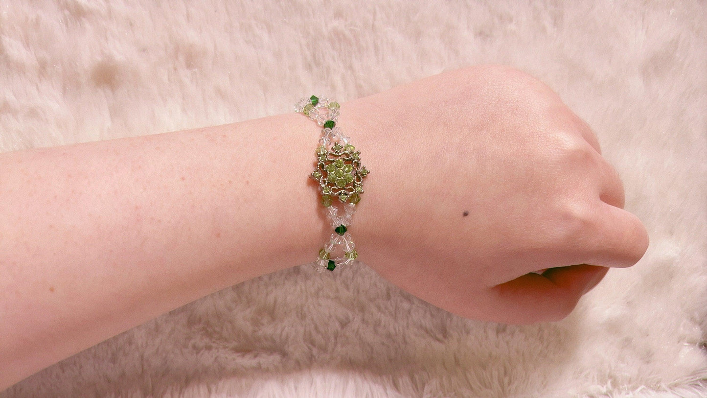 Spring Flower Bracelet, Art Nouveau Flower Bracelet, Swarovski Crystal Bracelet, Lolita Bracelet, Gift for her