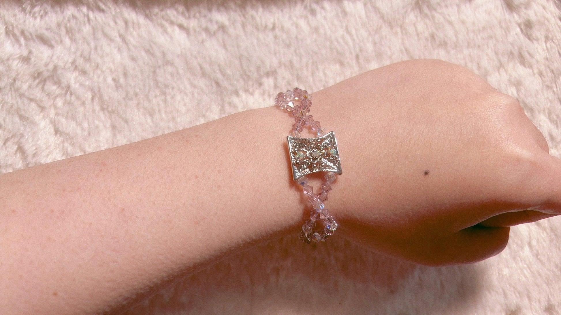 Daisy Crystal Bracelet, Art Nouveau Flower Bracelet,  Swarovski Crystal Bracelet, Lolita Bracelet, Beaded Crystal Bracelet, Gift for her