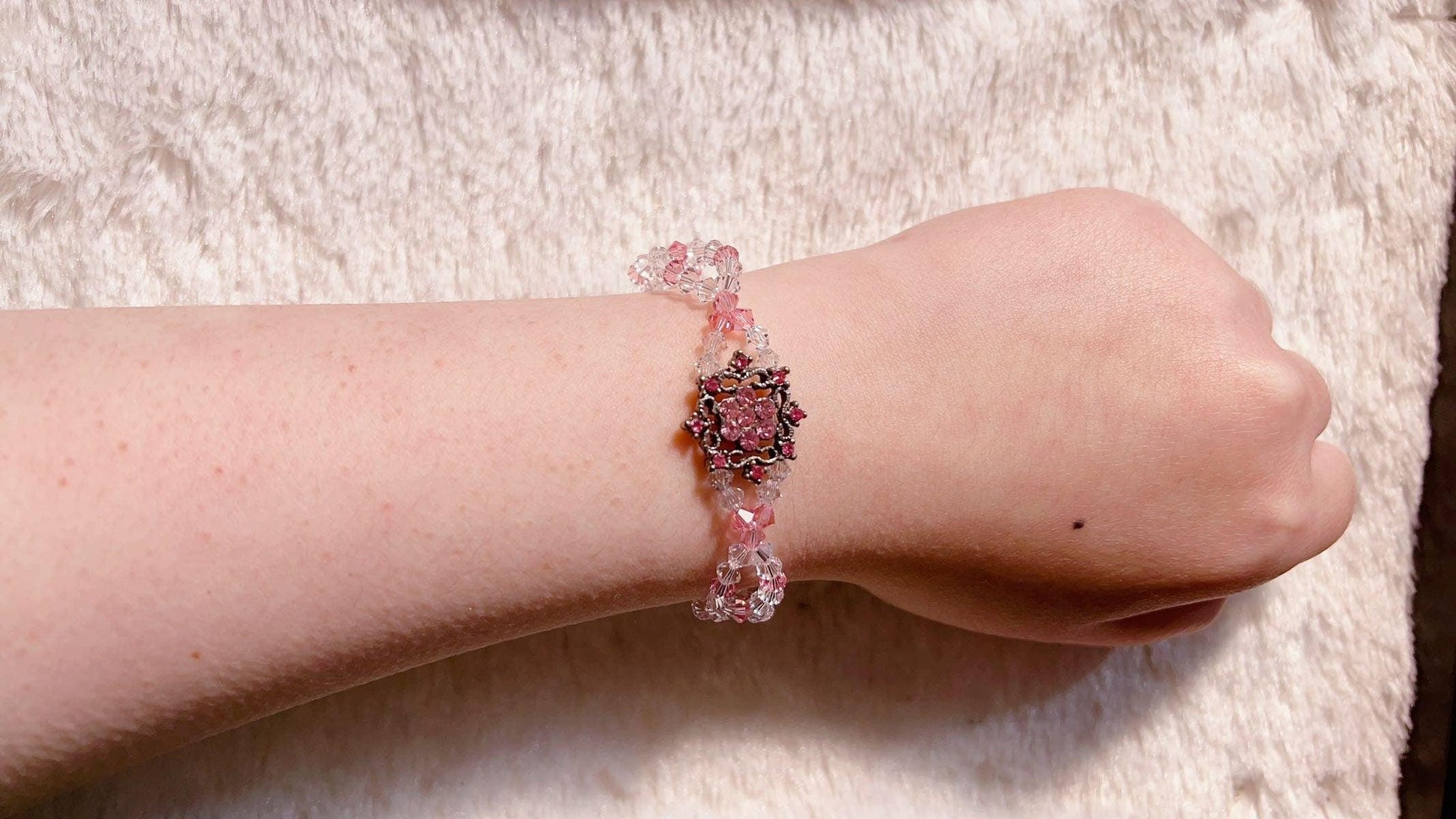 Spring Flower Bracelet, Art Nouveau Flower Bracelet, Swarovski Crystal Bracelet, Lolita Bracelet, Gift for her