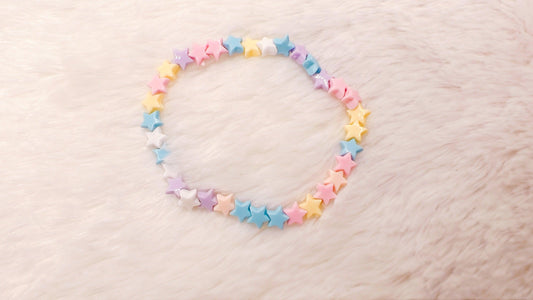 Star Pastel Rainbow Elastic Stretch Bracelets, Perfect Bracelet for Small Adult, Teen, Pre-Teen, Child, Gift for Her