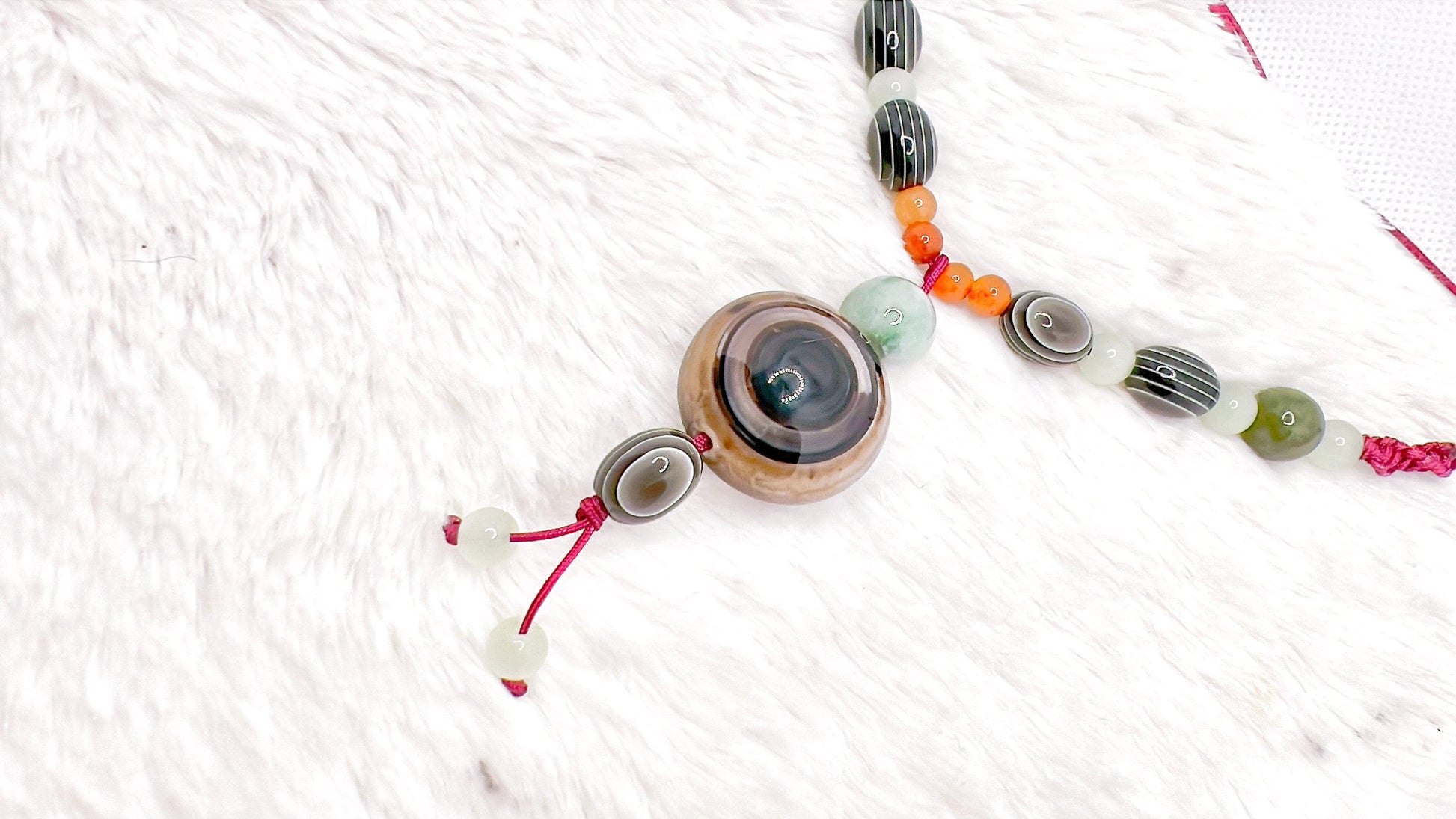 Boho Earthy String Adjustable Black Agate Jade Necklace, Agate Stone Jewelry, Natural Stone Necklace, Adjustable Necklace, Gift for her