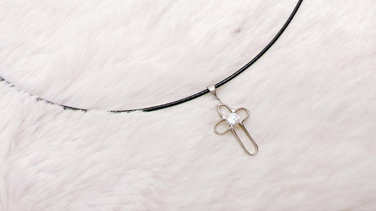 Silver Cross Charm Necklace, Diamond Cross Necklaces, April Birthstone Necklace, Religious Gift, April Birthday Gift, Gift For Her