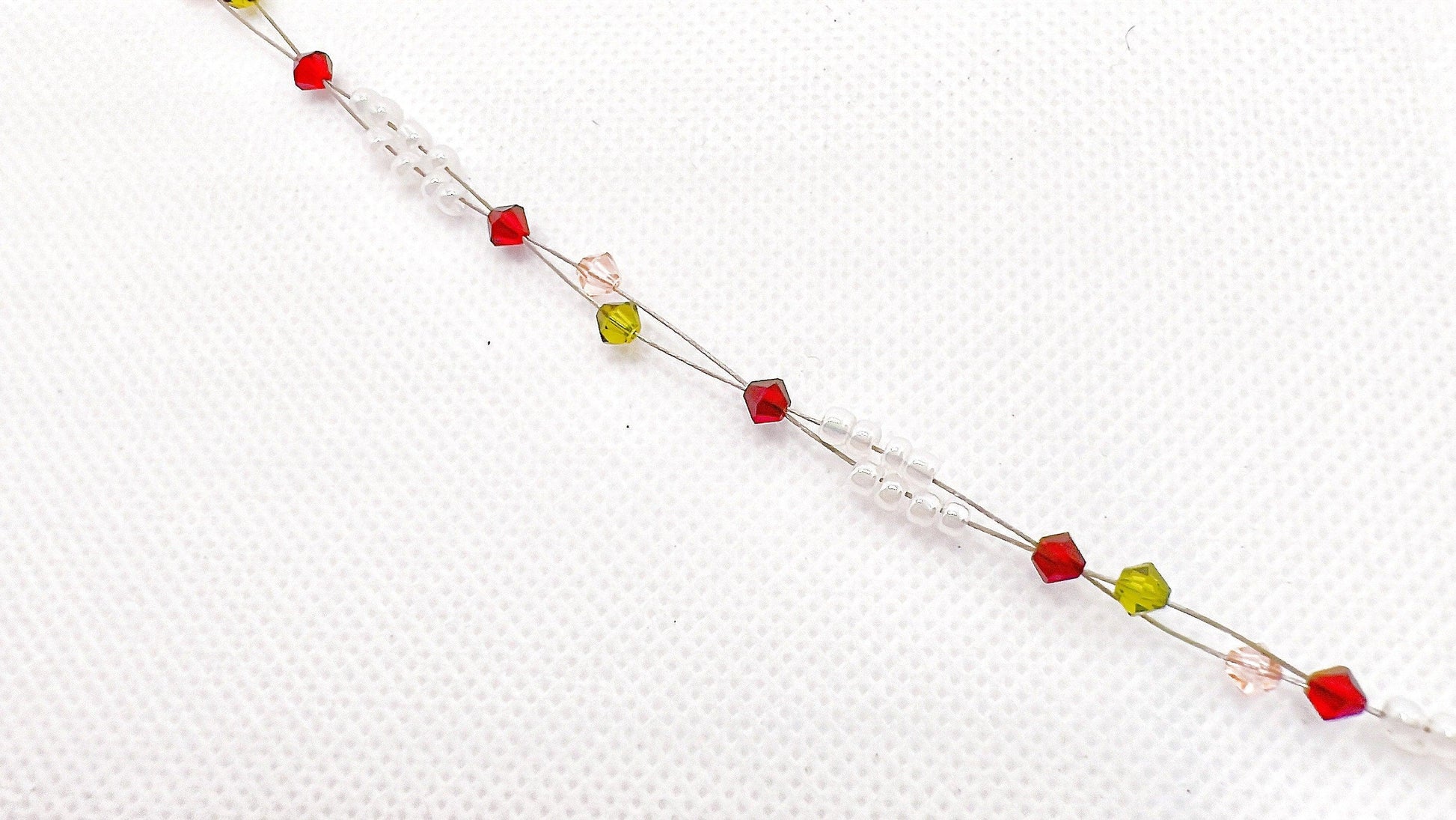 Rose Inspired Bead Anklet, Minimalist Miyuki Bead Crystal Anklet, Swarovski Crystal Anklet, Garden Jewelry, Gift For Her