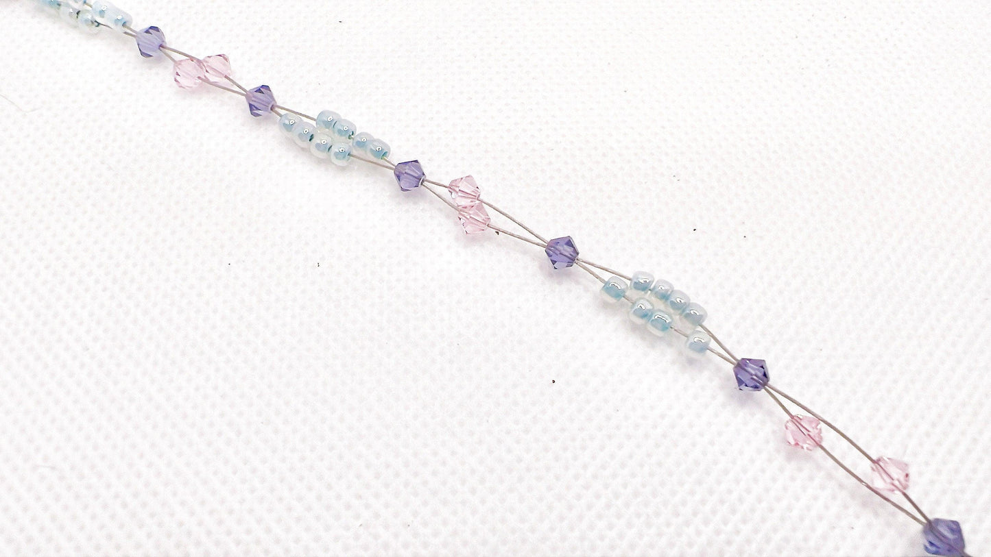 Pink Lavender Crystal Minimalist Bead Anklet, Miyuki Bead Crystal Anklet, Swarovski Crystal Anklet, Garden Jewelry, Gift For Her