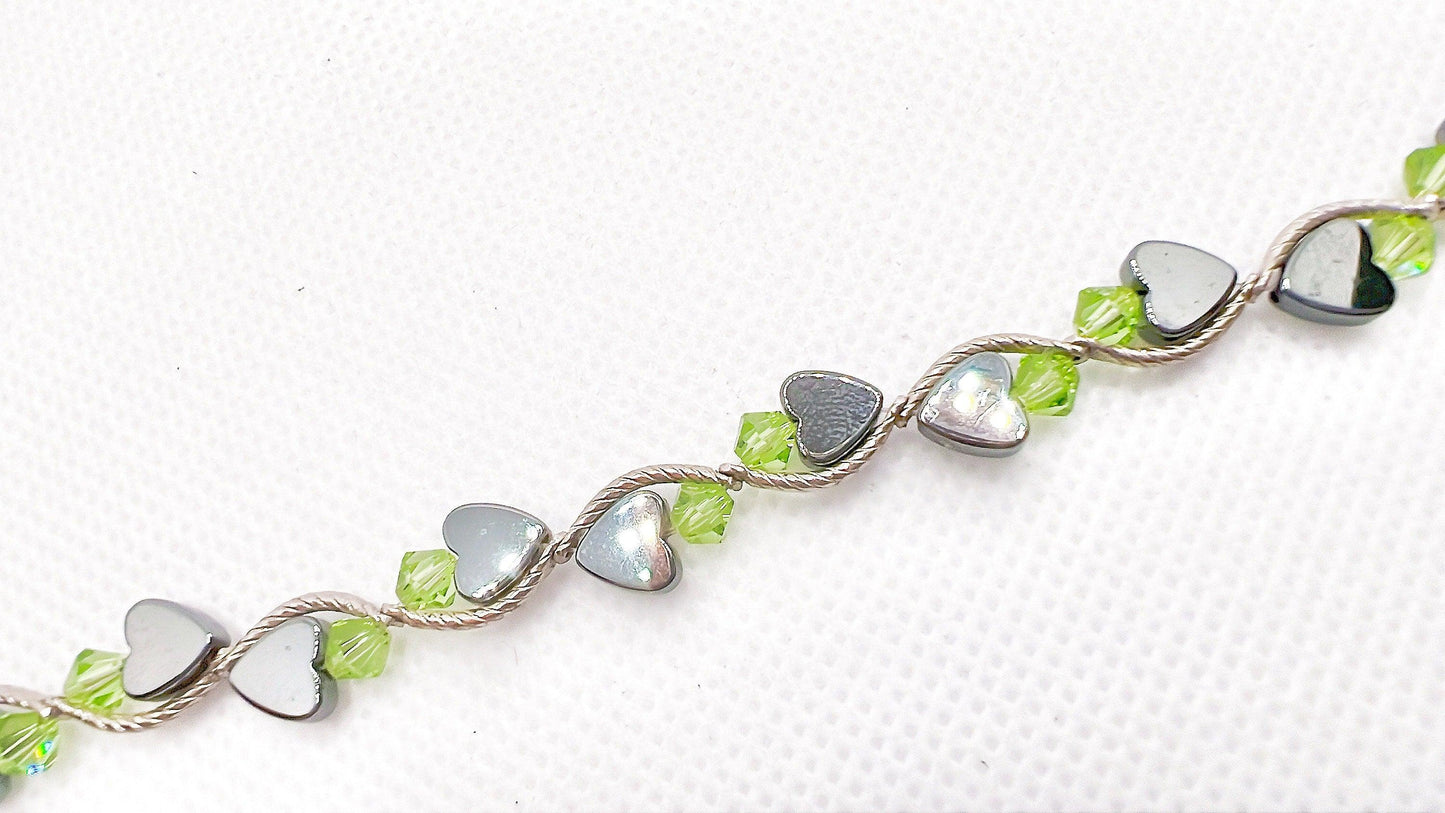 August Birthstone, Peridot Birthstone Heart Bracelet, Birth Month Bracelet, Birth Stone Bracelet, August Bracelet Gift