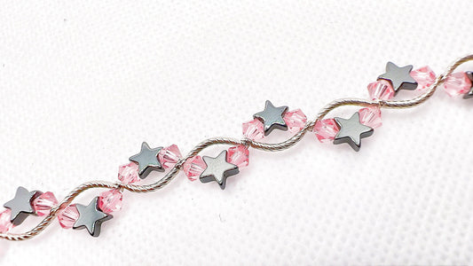 October Birthstone, Pink Star Birthstone Bracelet, Birth Month Bracelet, Birth Stone Bracelet,October Bracelet Gift For Her, Valentine Gift