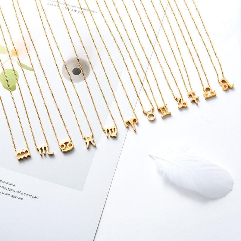 Tiny Zodiac Necklace, Horoscope Necklace, Star Sign Necklace, Thin Gold Chain, Constellation Necklace, Birthday Astrology Necklace