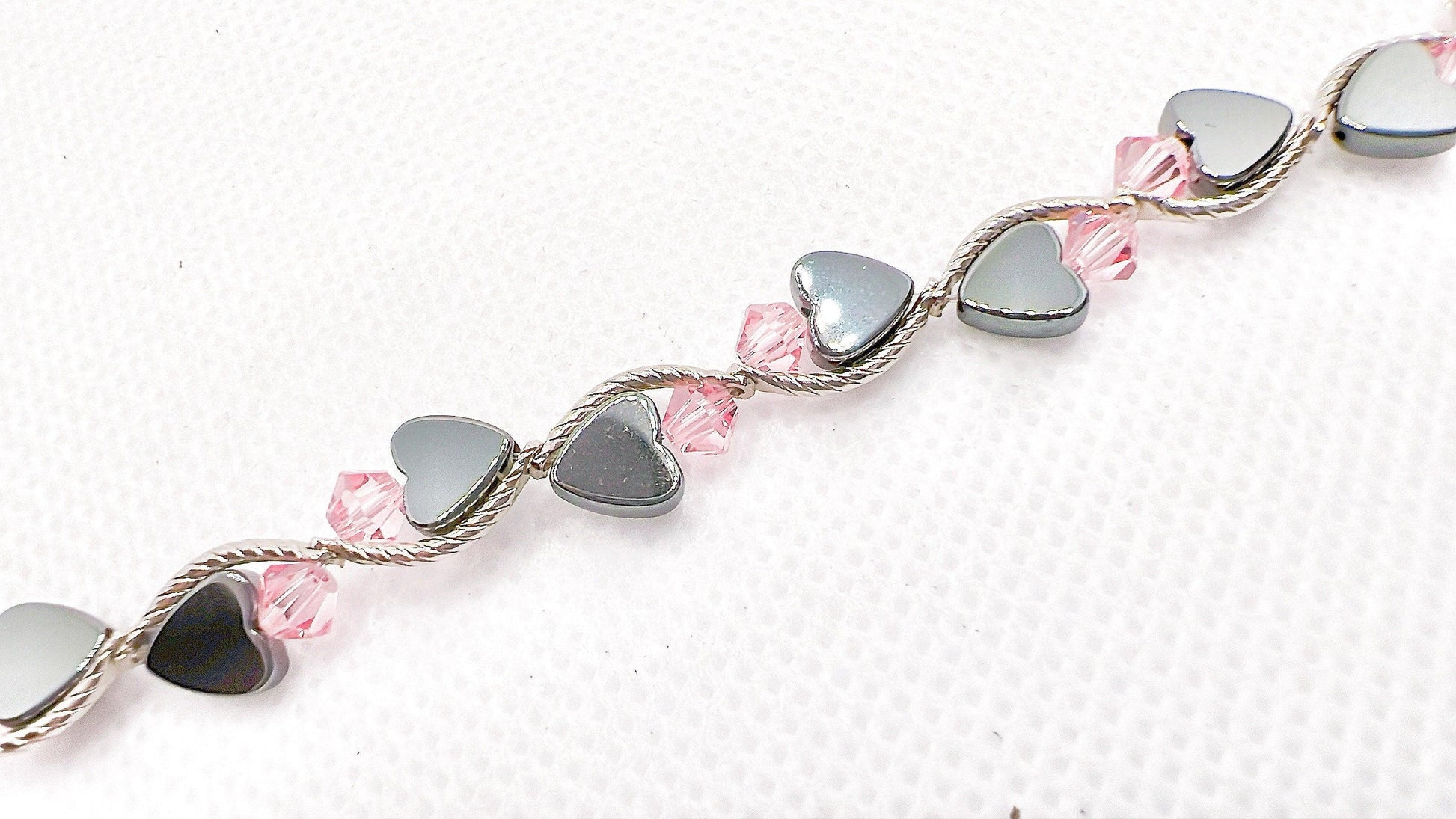 October Birthstone, Pink Heart Birthstone Bracelet, Birth Month Bracelet, Birth Stone Bracelet,October Bracelet Gift For Her, Valentine Gift