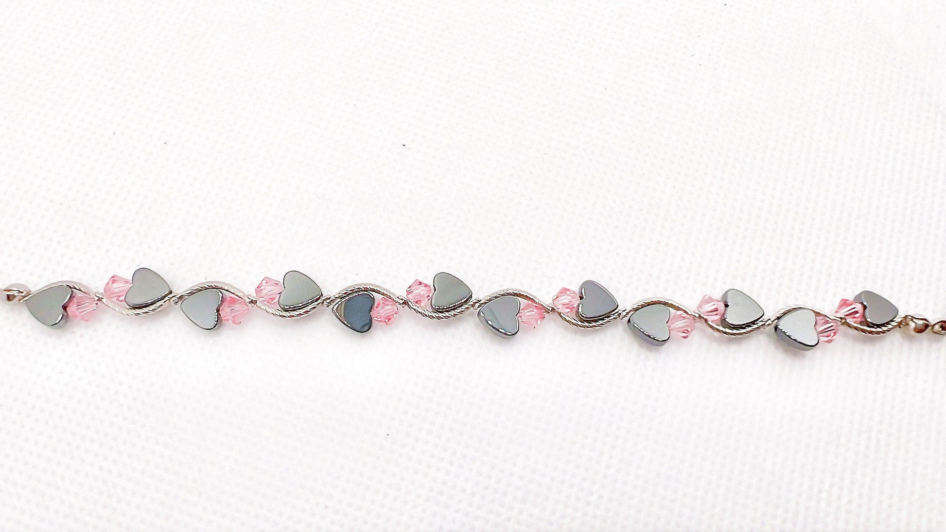 October Birthstone, Pink Heart Birthstone Bracelet, Birth Month Bracelet, Birth Stone Bracelet,October Bracelet Gift For Her, Valentine Gift