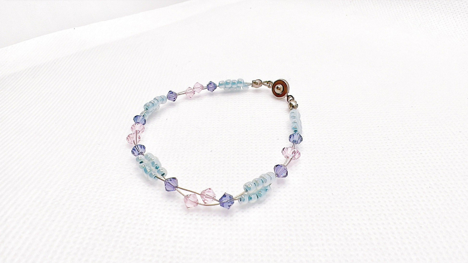 Pink Lavender Crystal Minimalist Bead Bracelet, Miyuki Bead Crystal Bracelet, Swarovski Crystal Bracelet, Garden Jewelry, Gift For Her