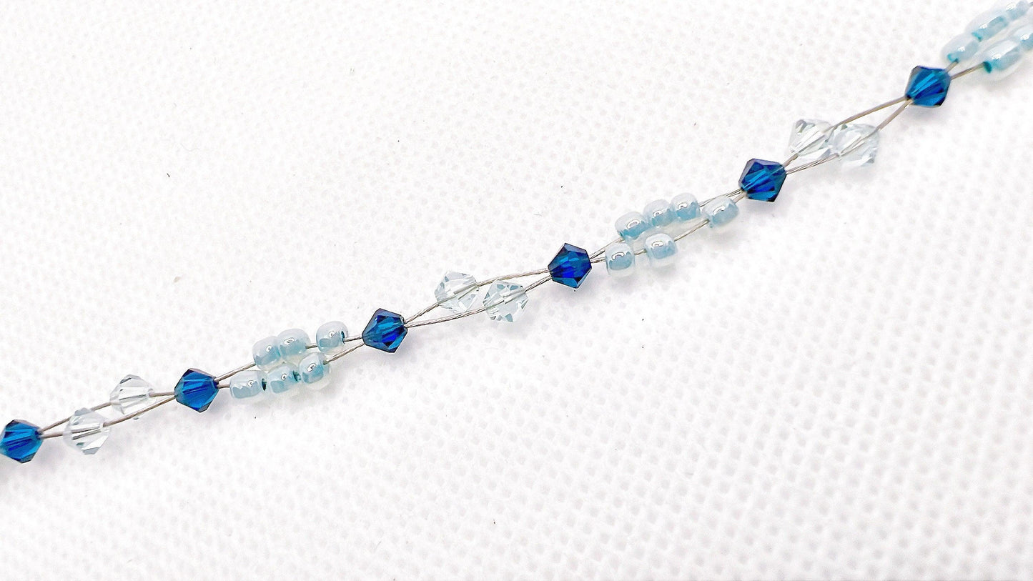 Blue Crystal Bracelet, Blue Miyuki Bead Bracelet, Ocean Jewelry Gift, Beach Ocean Themed Jewelry Ocean Inspired Ocean Bridal Shower Gift