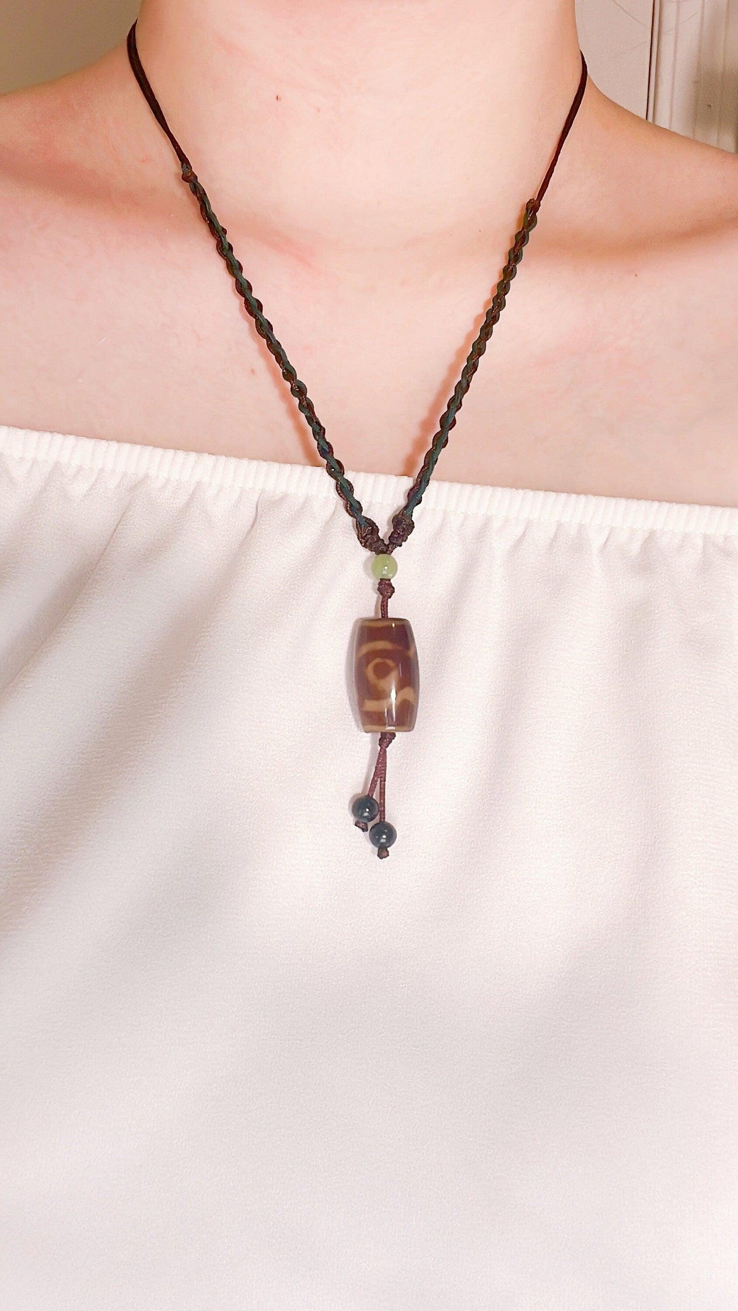 Boho Style Earthy String Adjustable Brown Agate Necklace, Agate Stone Jewelry, Natural Stone Necklace, Adjustable Necklace, Gift for her