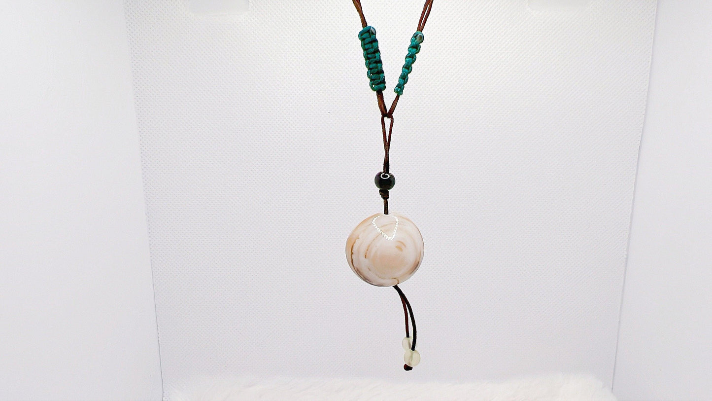 Boho Earthy String Adjustable White Agate Stone Necklace, Agate Stone Jewelry, Natural Stone Necklace, Adjustable Necklace, Gift for her