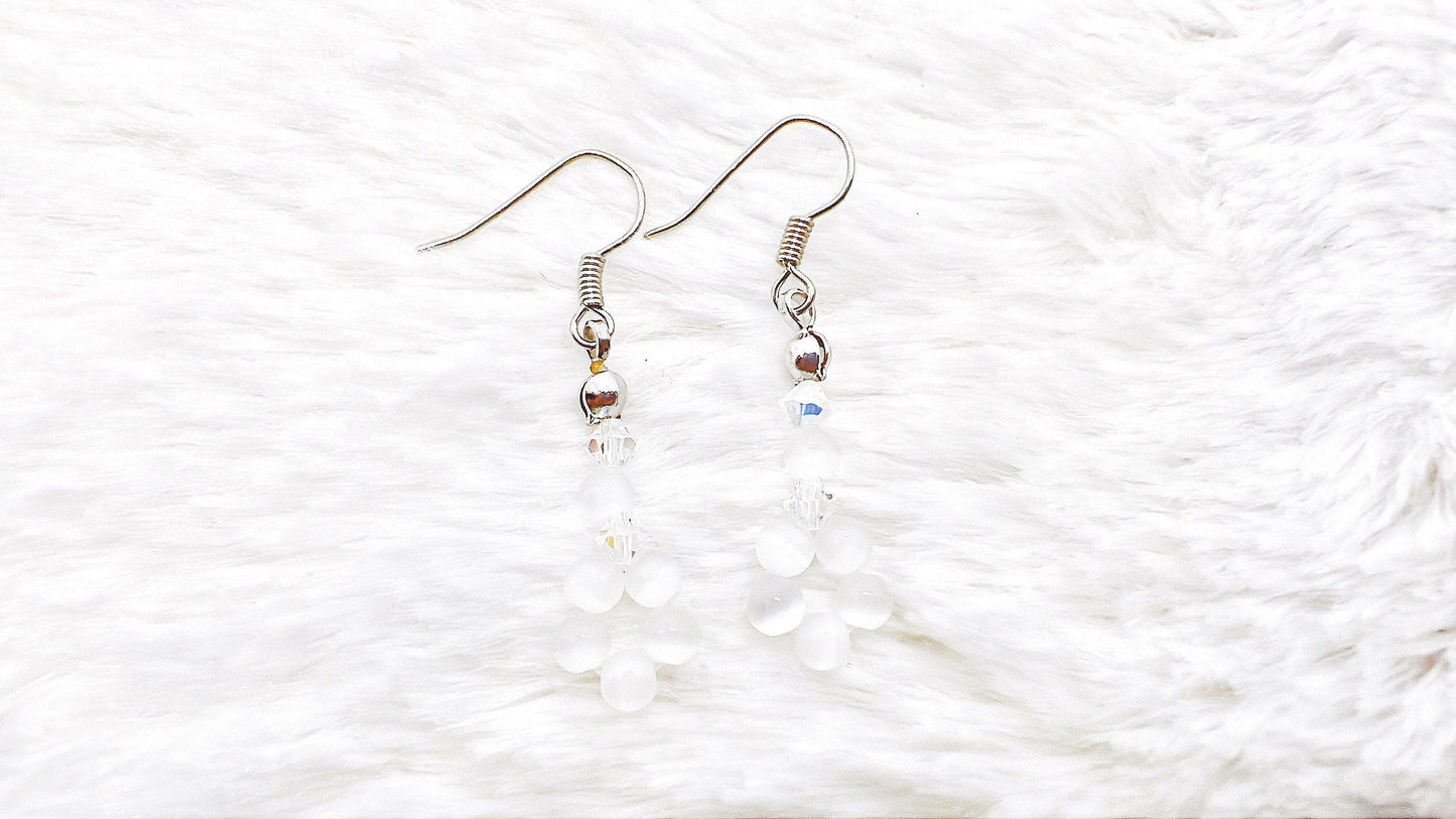 Daisy Flower Earring, Swarovski Crystal Earrings, Natural Jewelry, Chakra Healing Earrings, Botantic Jewelry, Handmade Earrings,Gift for her