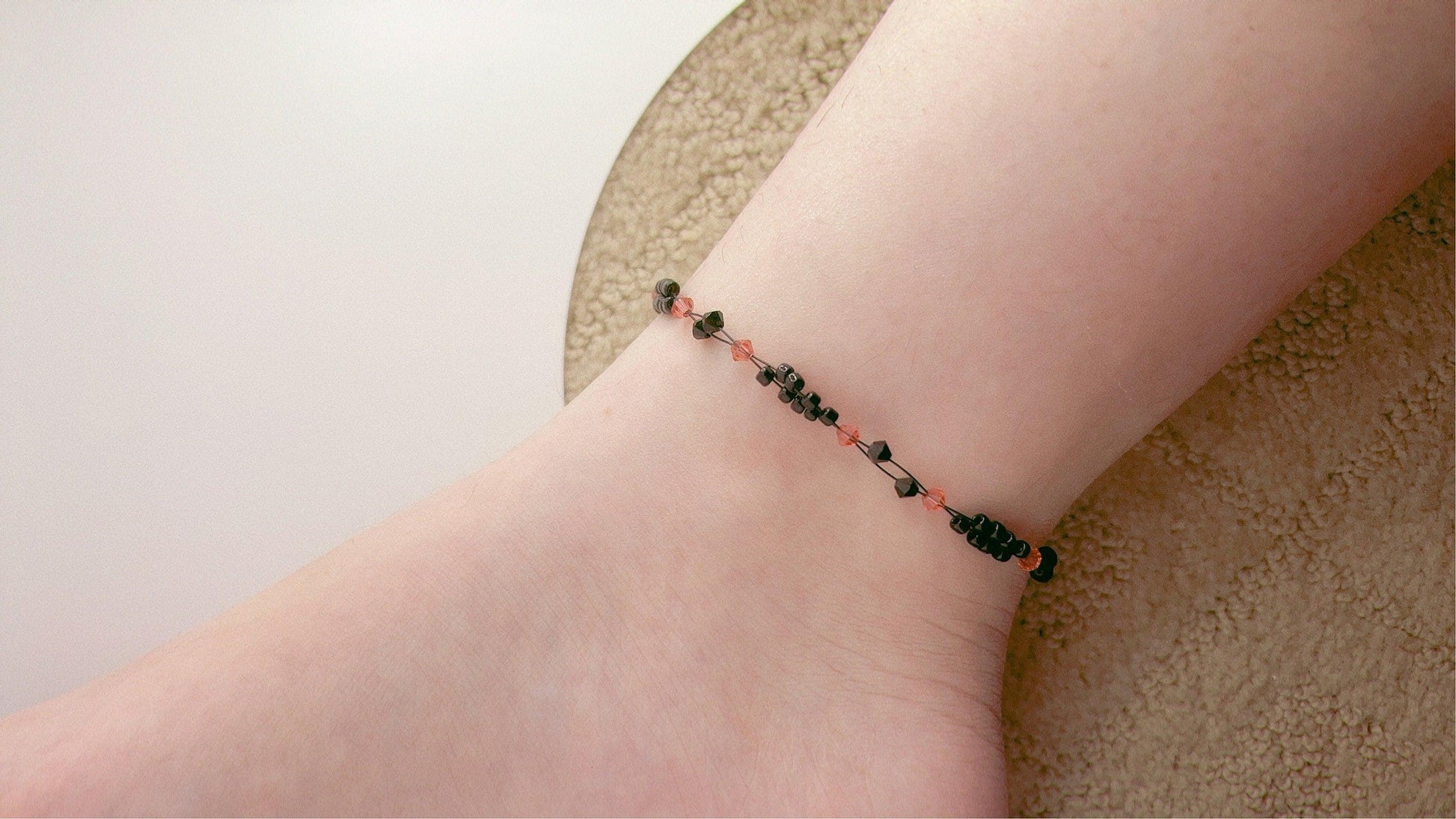 Sunset Red Crystal Bead Anklet, Minimalist Miyuki Bead Crystal Anklet, Swarovski Crystal Anklet, Simple Dainty Anklet, Gift For Her