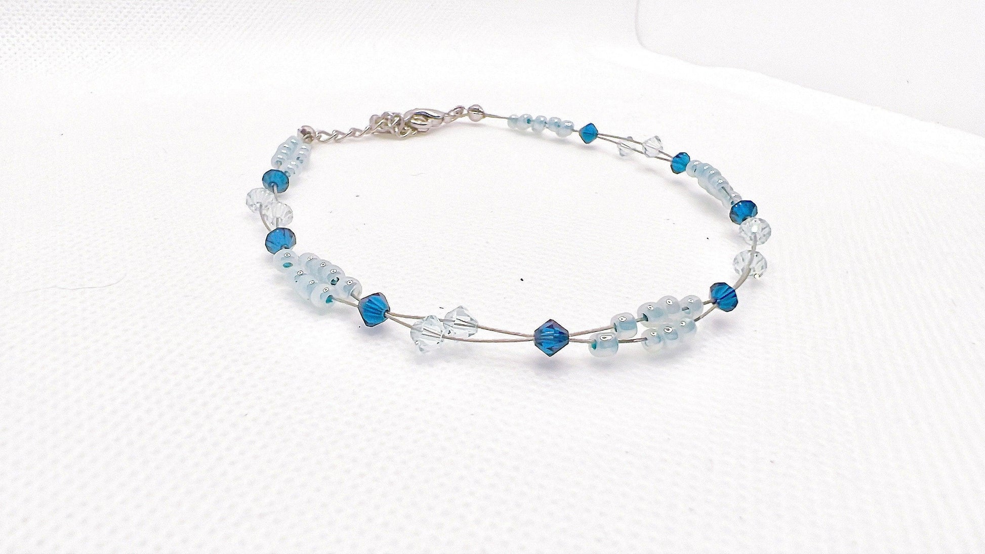 Blue Crystal Anklet, Blue Miyuki Bead Anklet, Ocean Jewelry, Ocean Gift, Beach Ocean Themed Jewelry Ocean Inspired Ocean Bridal Shower Gift