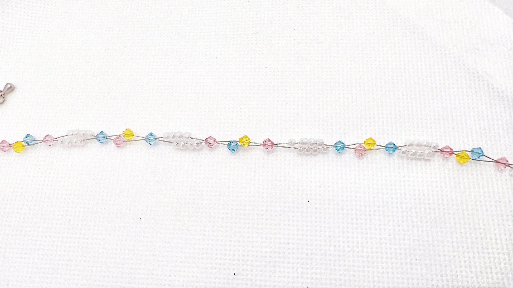 Pink Blue Yellow Bead Anklet, Sweet Dream Minimalist Anklet, Miyuki Bead Crystal Anklet, Swarovski Crystal Anklet, Gift For Her