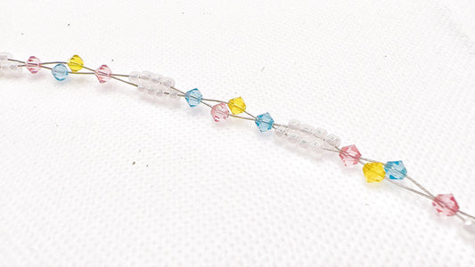 Pink Blue Yellow Bead Anklet, Sweet Dream Minimalist Anklet, Miyuki Bead Crystal Anklet, Swarovski Crystal Anklet, Gift For Her