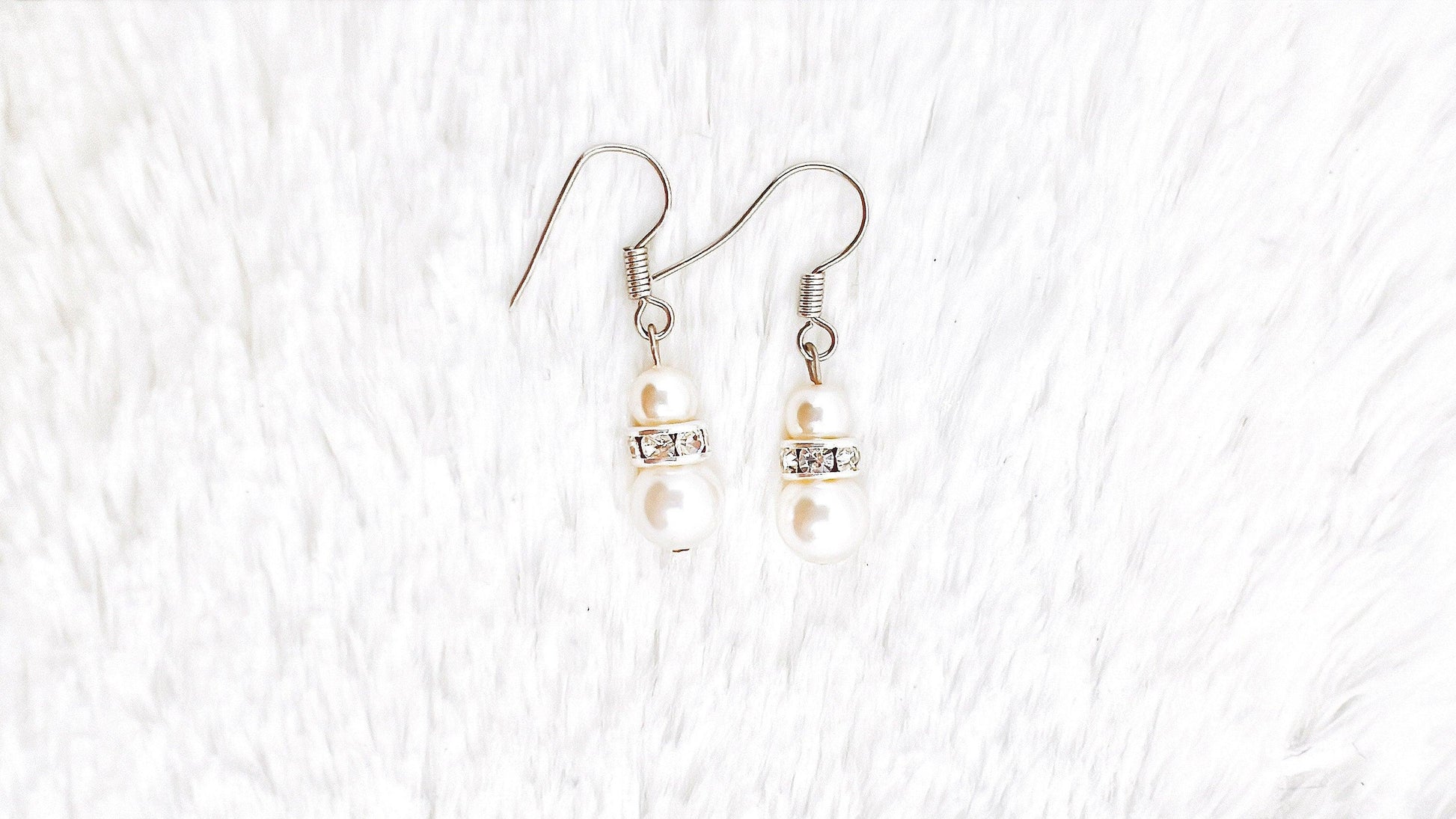 Clear Crystal Pearl Rhinestone Drop Earrings, Swarovski Crystal Pearl Dangle Earrings, Minimalist Earrings, Bridal Gift, Gift for her