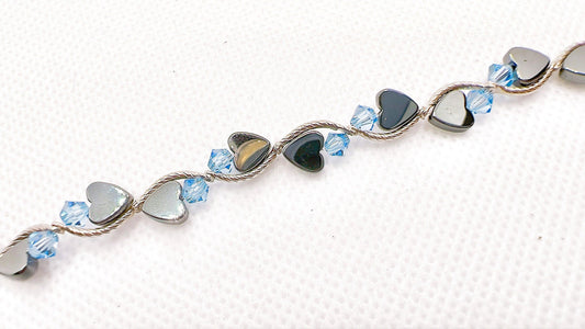 December Birthstone, Blue Zircon Heart Birthstone Bracelet, Birth Month Bracelet, Swarovski Blue Bracelet, December Bracelet Gift For Her