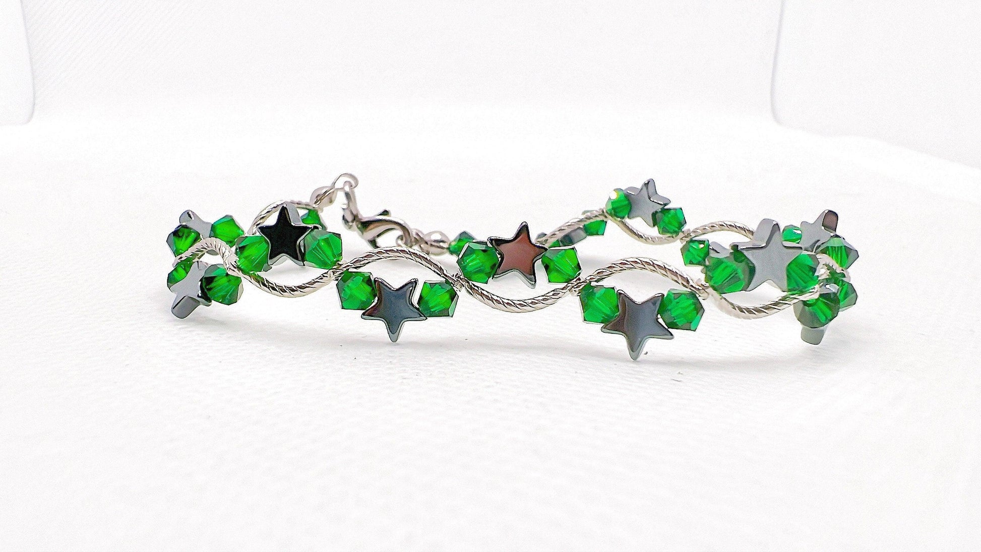 May Birthstone, Emerald Birthstone Star Bracelet, Birth Month Bracelet, Birth Stone Bracelet, May Bracelet Gift