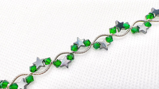 May Birthstone, Emerald Birthstone Star Bracelet, Birth Month Bracelet, Birth Stone Bracelet, May Bracelet Gift