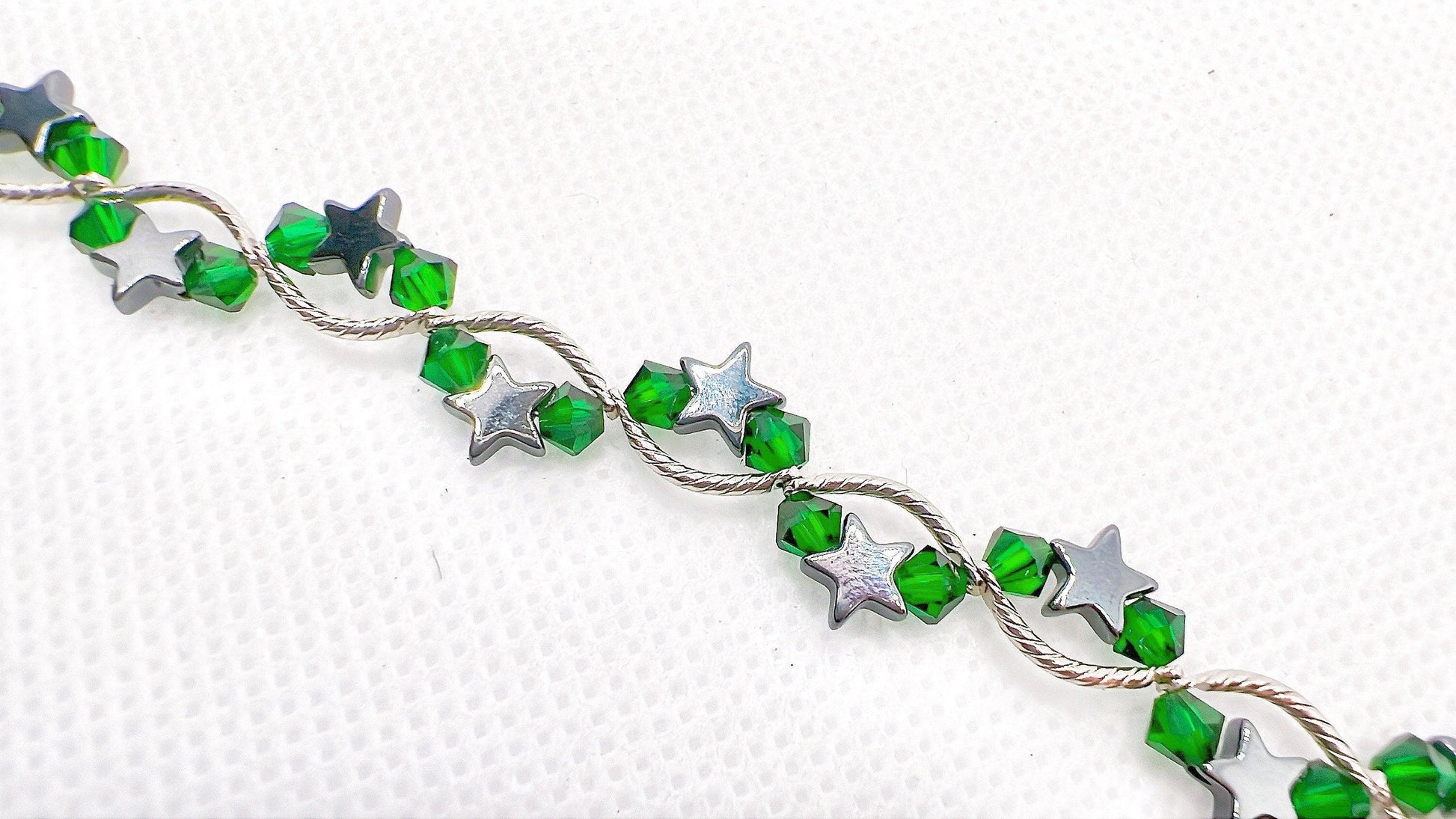 May Birthstone, Emerald Birthstone Star Bracelet, Birth Month Bracelet, Birth Stone Bracelet, May Bracelet Gift