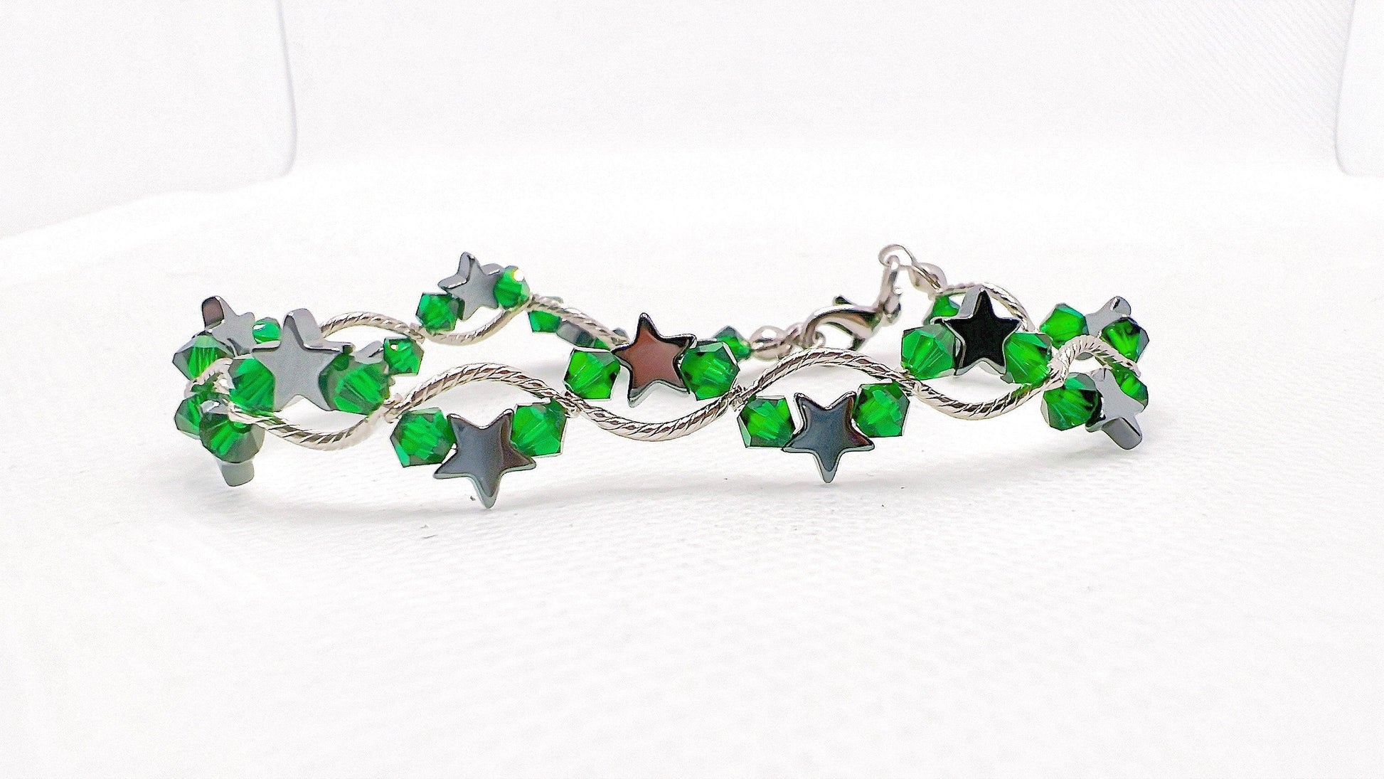 May Birthstone, Emerald Birthstone Star Bracelet, Birth Month Bracelet, Birth Stone Bracelet, May Bracelet Gift