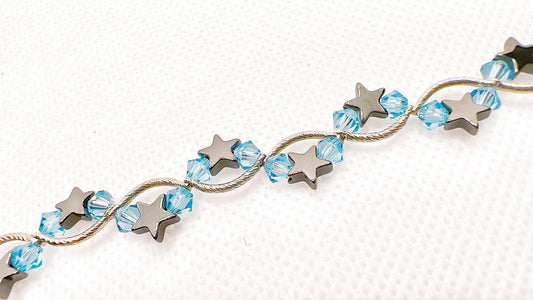 March Birthstone, Aquamarine Birthstone Star Bracelet, Birth Month Bracelet, Birth Stone Bracelet, March Bracelet Gift, Birthday Gift