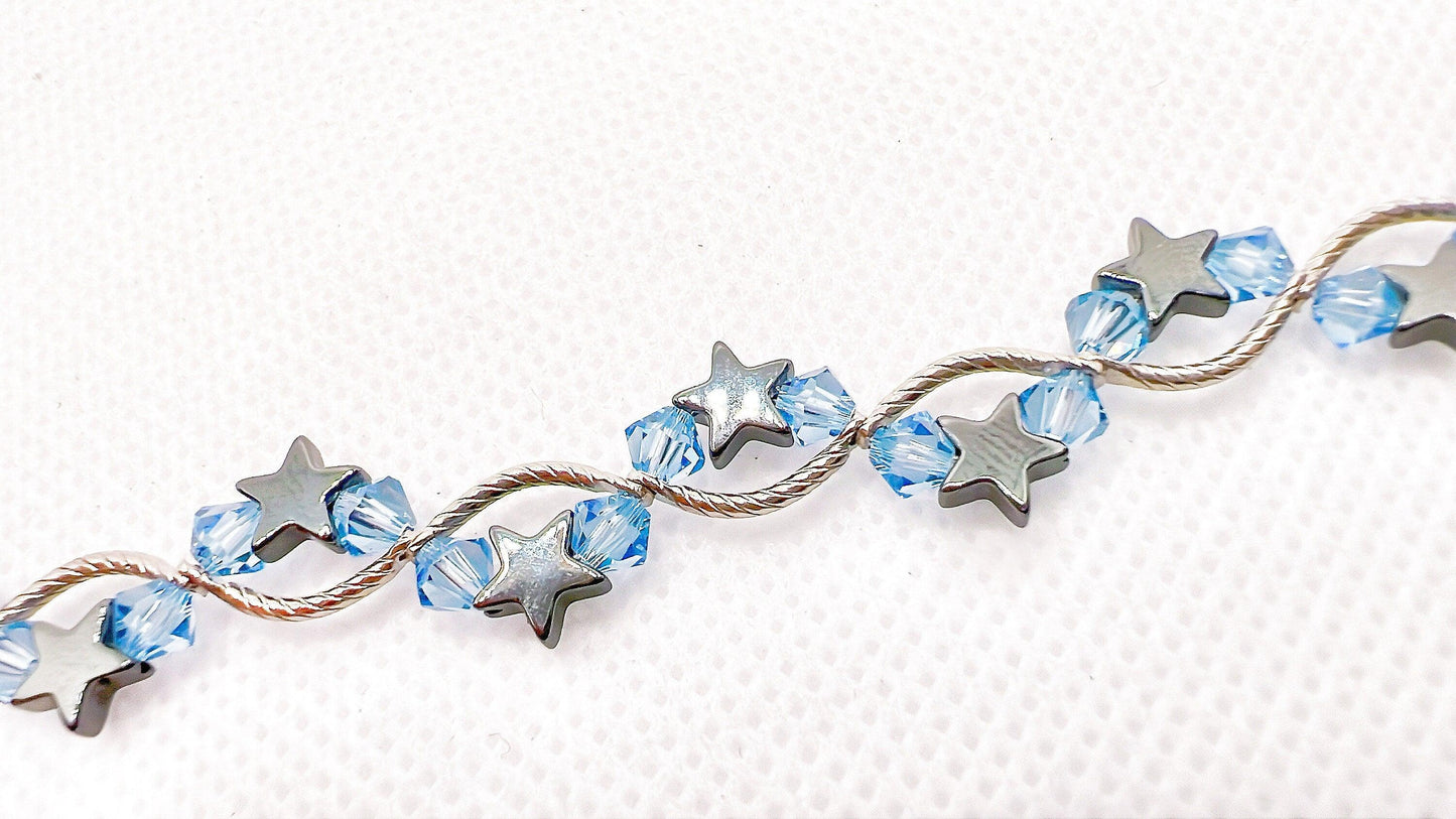 December Birthstone, Blue Zircon Star Birthstone Bracelet, Birth Month Bracelet, Swarovski Blue Bracelet, December Bracelet Gift For Her