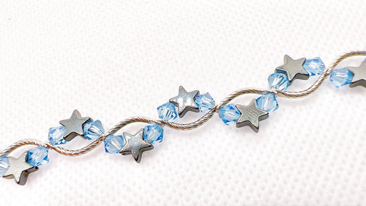 December Birthstone, Blue Zircon Star Birthstone Bracelet, Birth Month Bracelet, Swarovski Blue Bracelet, December Bracelet Gift For Her