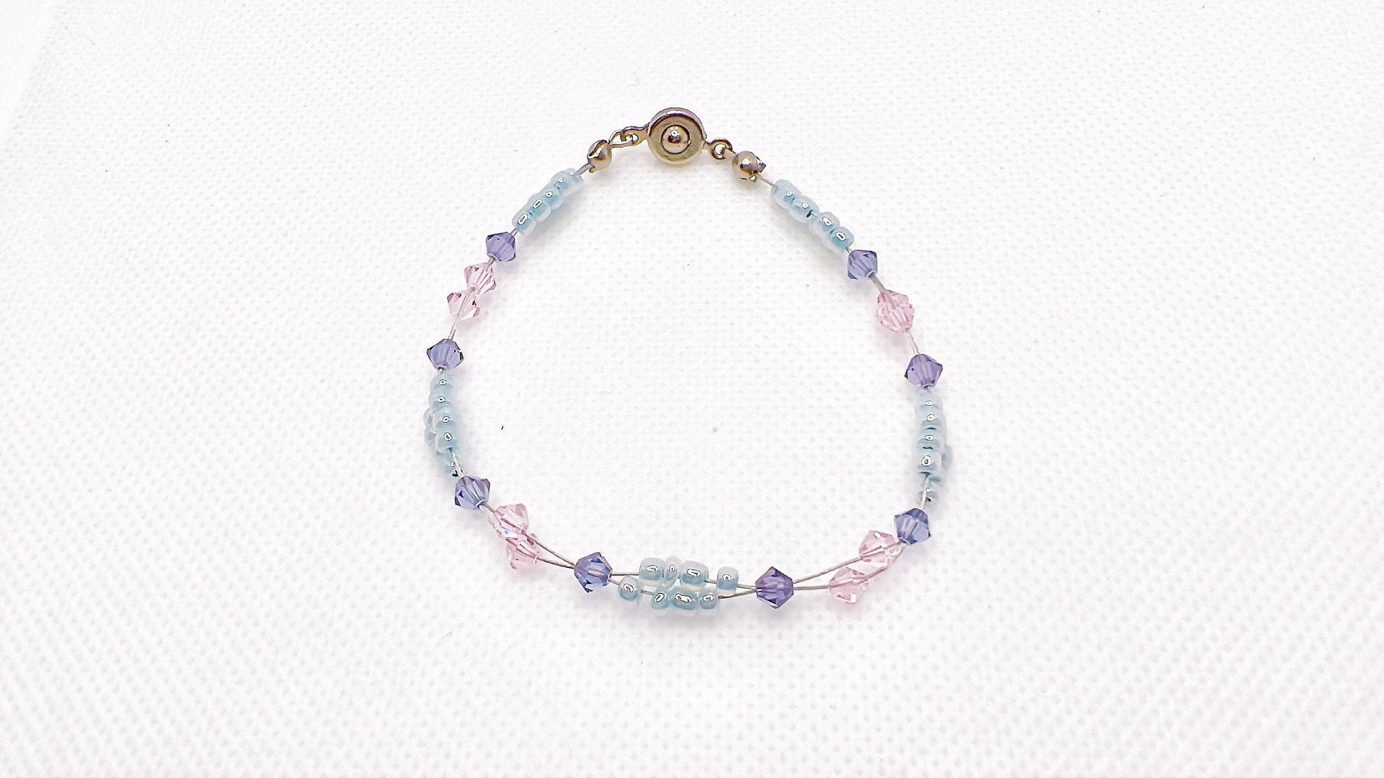 Pink Lavender Crystal Minimalist Bead Bracelet, Miyuki Bead Crystal Bracelet, Swarovski Crystal Bracelet, Garden Jewelry, Gift For Her