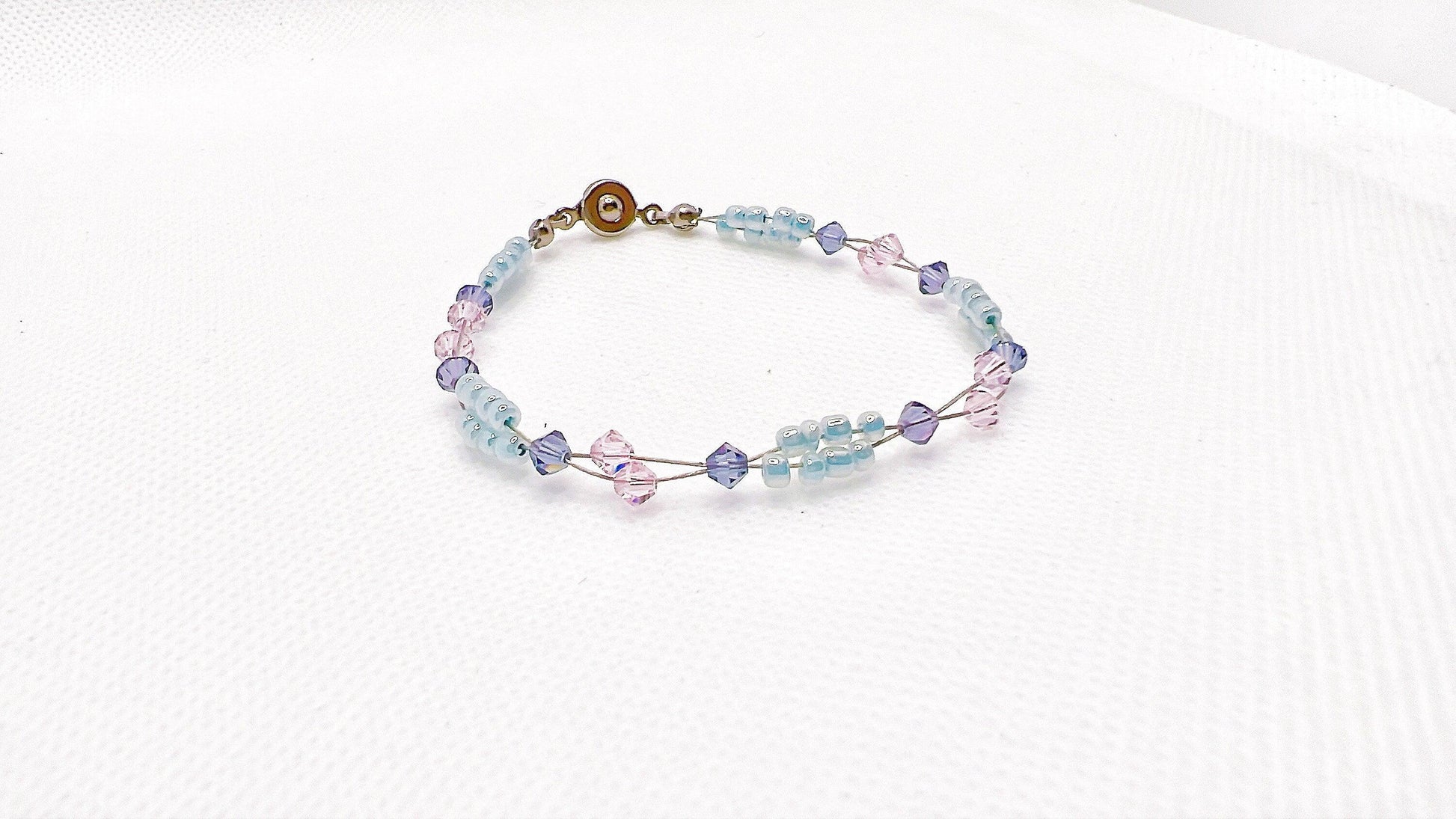 Pink Lavender Crystal Minimalist Bead Bracelet, Miyuki Bead Crystal Bracelet, Swarovski Crystal Bracelet, Garden Jewelry, Gift For Her