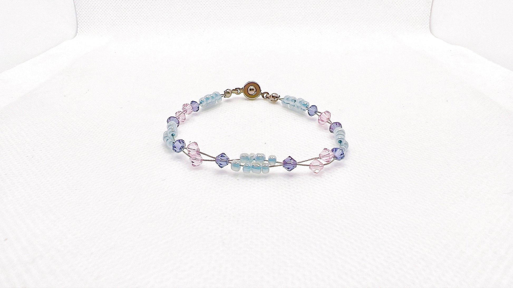 Pink Lavender Crystal Minimalist Bead Bracelet, Miyuki Bead Crystal Bracelet, Swarovski Crystal Bracelet, Garden Jewelry, Gift For Her