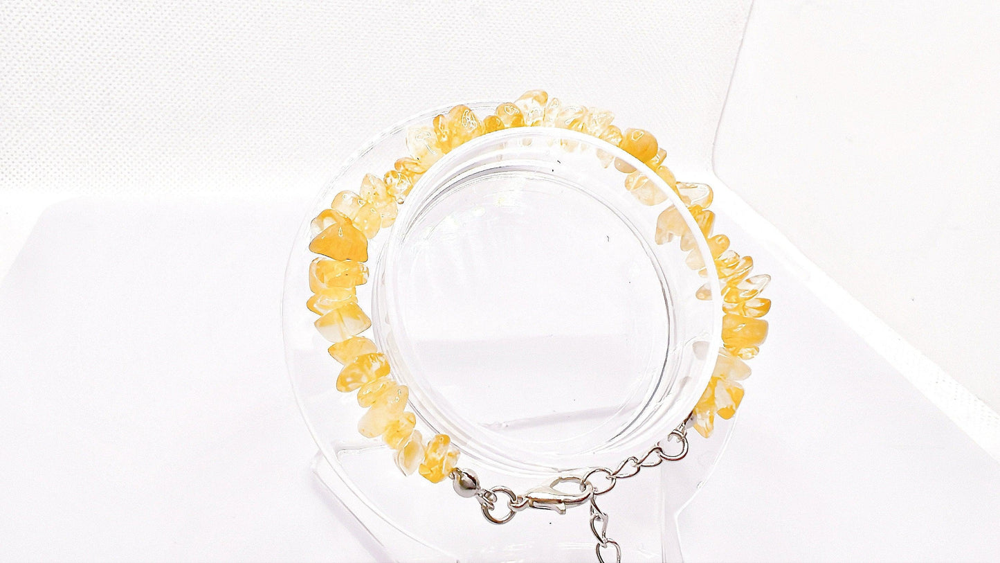 Citrine Crystal Raw Chip Bracelets , Chakra Healing Irregular Crystals Jewelry, Chip Beads Bracelet, Gift for her