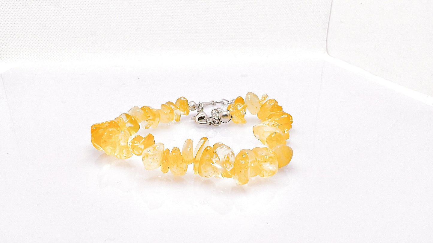 Citrine Crystal Raw Chip Bracelets , Chakra Healing Irregular Crystals Jewelry, Chip Beads Bracelet, Gift for her