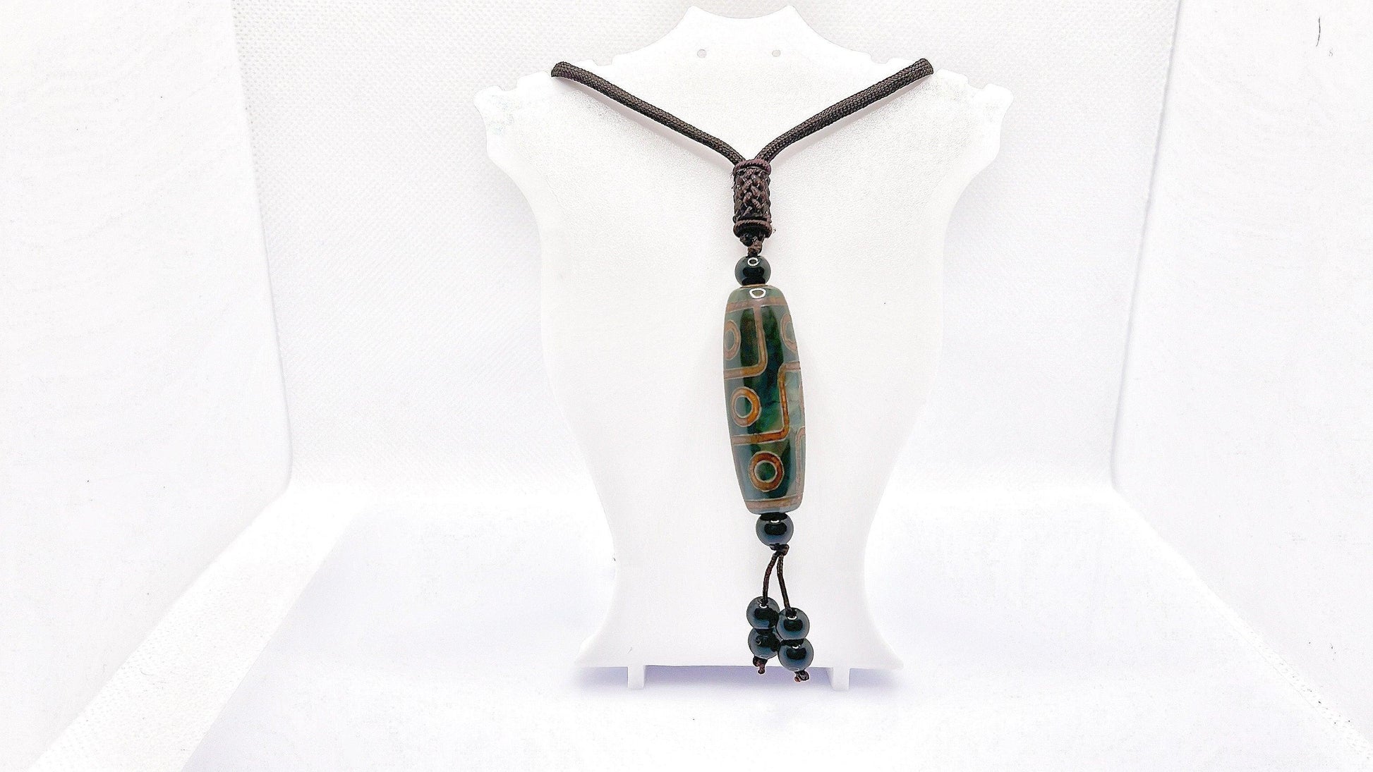 Boho Style Earthy String Adjustable Green Ceramic Necklace, Ceramic Jewelry, Ceramic Necklace, Adjustable Necklace, Gift for her