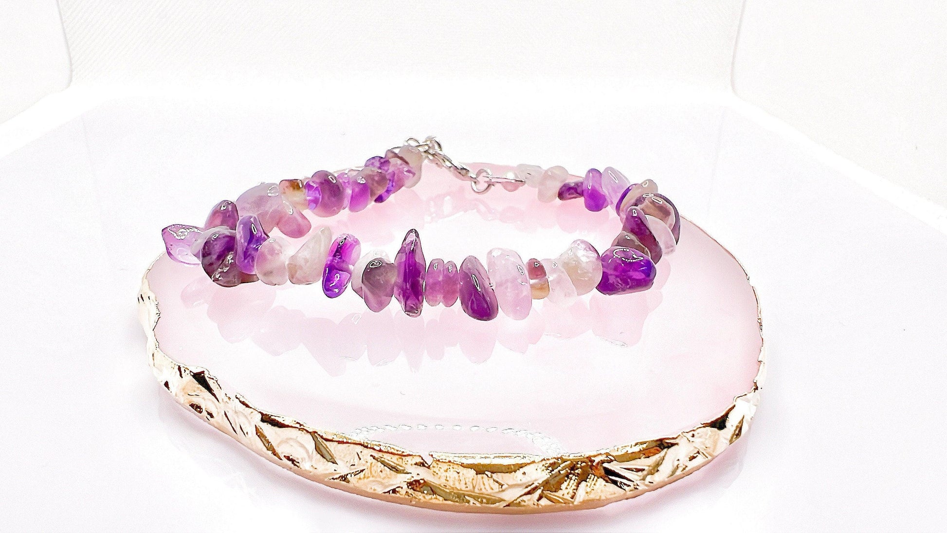 Amethyst Crystal Raw Chip Bracelets , Chakra Healing Irregular Crystals Jewelry, Chip Beads Bracelet, Gift for her