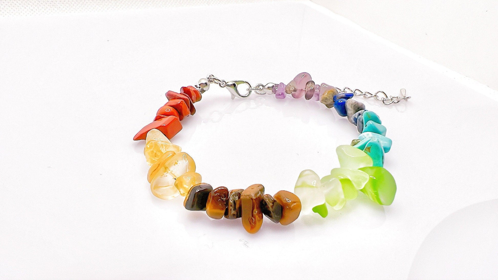 7 Chakra Crystal Raw Chip Bracelets , Super Seven Chakra Healing Irregular Crystals Jewelry, Chip Beads Bracelet, Gift for her